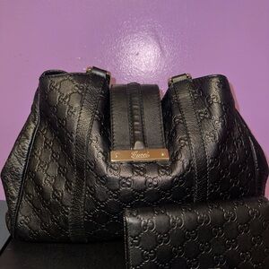 Gucci Guccissima Leather Hobo Bag and wallet set